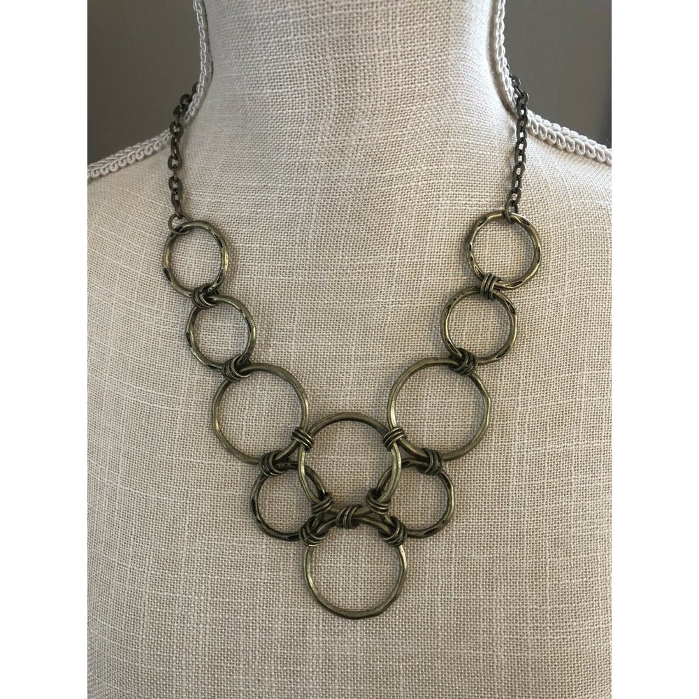 Gold Multi Circle Necklace 19.5"